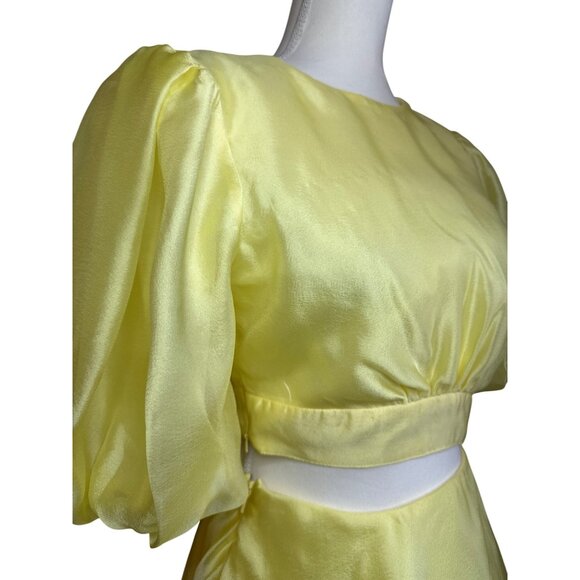 Bardot Enya Organza Mini Dress in Sunshine 4 New Womens Cut out - Picture 5 of 11